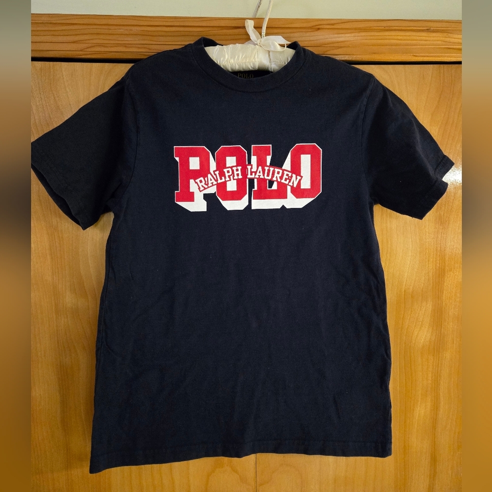 Boys 10-12 Medium Dark Navy Polo Ralph Lauren Short Sleeve T-shirt